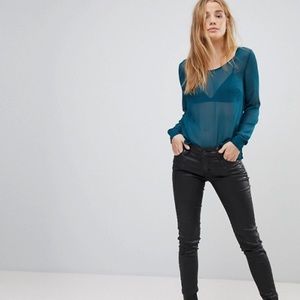 ASOS QED London sheer top lace back